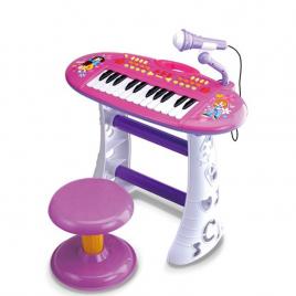Set orga cu scaunel si microfon pentru fetite Little Princess 383 MOV