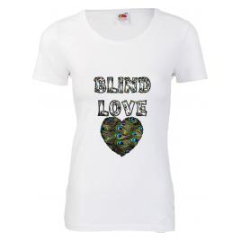 Tricou imprimat mesaj Blind love alb XXL