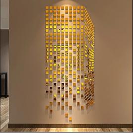 Set oglinzi design patrat - oglinzi decorative acrilice 4/4 gold 100 buc