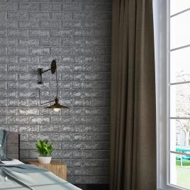 Tapet 3d silver design perete modern din caramida in relief autoadeziv77x70...
