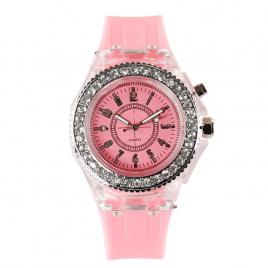 Ceas Activ LED - Jocuri de lumina 7 culori - 4 moduri flash - Fashion Crystal Clasic watch Pink