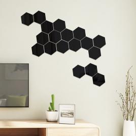 Oglinzi Decorative Hexagon M Black Luxury Home 12 bucati/set