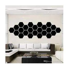 Oglinzi Decorative Hexagon XXL Black Luxury Home 12 bucati/set