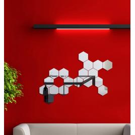 SET Oglinzi Decorative Acrilice Design Hexagon Silver M Size Luxury Home 6 bucati/set