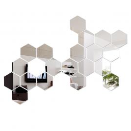 SET Oglinzi Decorative Acrilice Design Hexagon Silver XXL Size - Luxury Home 6 bucati/set