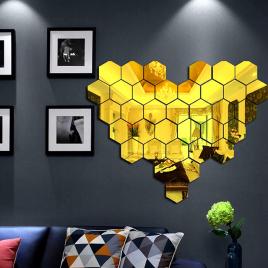 Set Oglinzi Design Hexagon - Oglinzi Decorative Acrilice GOLD XXL -Luxury Home 12 bucati/set