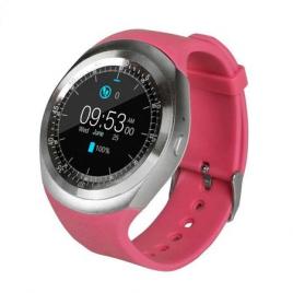 Ceas smartwatch tartek™ y1 pink, ecran touchscreen, bluetooth, sim notificari, pedometru