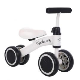 Mini bicicleta cu 4 roti, Tricicleta fara pedale pentru copii intre 12 si 36 de luni, Alba