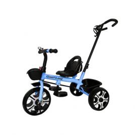 Tricicleta albastra cu pedale, maner parental si centura de siguranta