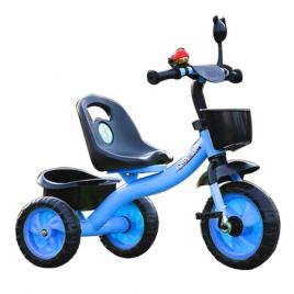 Tricicleta albastra cu pedale si centura de siguranta pentru copii 2-5 ani