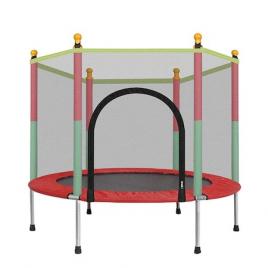 Trambulina copii pentru interior si exterior, 122x140cm, plasa de protectie, multicolora