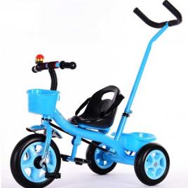 Tricicleta albastra cu pedale si maner parental