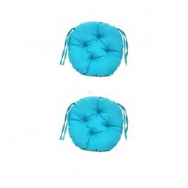 Set perne decorative rotunde, pentru scaun de bucatarie sau terasa, diametrul 35cm, culoare albastru, 2 buc/set