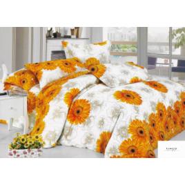 Lenjerie de pat din bumbac satinat cu imprimeu floarea soarelui 4 piese
