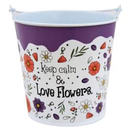Suport ghiveci flori diametru 13.5 cm Keep calm and love flowers