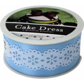 Banda decorativa Cake Dress pentru torturi si prajituri 4.5cm x 15m model dantelat Splendor bleu
