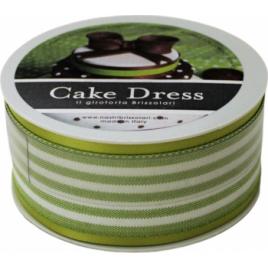 Banda decorativa textila Cake Dress pentru torturi si prajituri 4.5cm x 10m Double Stripes verde