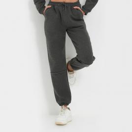 Pantaloni sport dama cu mansete elastice gri antracit