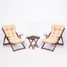 Set mobilier gradina - terasa cu scaune tip sezlong masuta si perne lemn de...