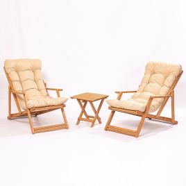Set mobilier gradina - terasa cu scaune tip sezlong masuta si perne lemn de...