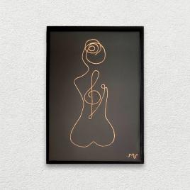 Tablou femeie nud meloman – 21×30 cm