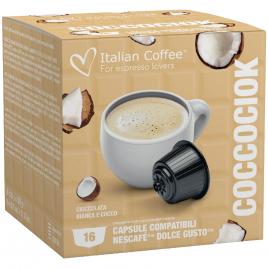Set 64 capsule Coccociok, Ciocolata calda alba cu cocos, compatibile Nescafe Dolce Gusto, La Capsuleria