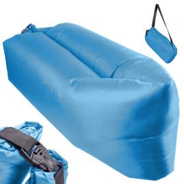 Saltea autogonflabila lazy bag tip sezlong 230 x 70cm culoare albastru pentru camping plaja sau piscina
