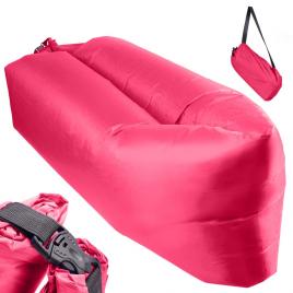 Saltea autogonflabila lazy bag tip sezlong 230 x 70cm culoare roz pentru camping plaja sau piscina
