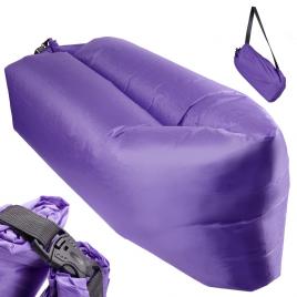 Saltea autogonflabila lazy bag tip sezlong 230 x 70cm culoare violet pentru camping plaja sau piscina