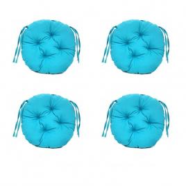 Set perne decorative rotunde, pentru scaun de bucatarie sau terasa, diametrul 35cm, culoare albastru, 4 buc/set