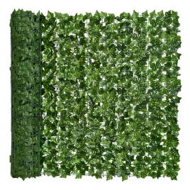 Gard paravan viu cu frunze artificiale verde inchis 100x300 cm