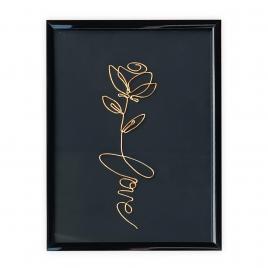 Trandafir love, tablou placat cu aur, 19×25 cm – cod 3313