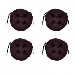 Set perne decorative rotunde, pentru scaun de bucatarie sau terasa, diametrul 35cm, culoare negru, 4 buc/set