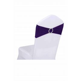 Set de 20 fundite elastice pentru scaun, catarama argintie, 14 x 34 cm, Violet Inchis