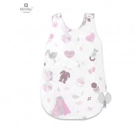 Miminu - sac de dormit pentru bebelusi, de iarna, din bumbac, cu fermoar lateral, cu capse pe umar, 70 cm, 0 – 6 luni, 2.5 tog, baby shower pink 
