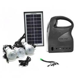 Kit portabil camping panou solar gdlite gd-7, 3 becuri, lanterna inclusa + usb incarcare