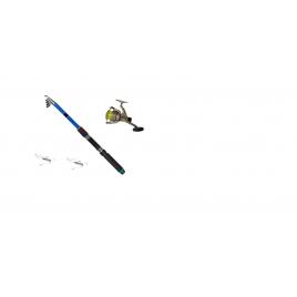 Set pescuit prokarpfishing cu lanseta telescopica de 3 m si mulineta lc540 echipata cu fir si 2 monturi pescuit
