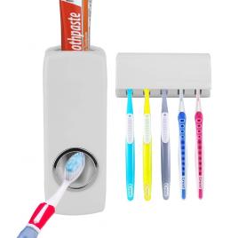 Dozator pentru pasta de dinti cu suport pentru 5 periute, alb, Bright & Homely, BH099