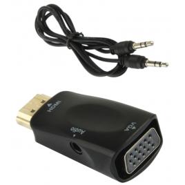 Adaptor HDMI la VGA cu Audio Jack 3,5, Full HD 1080P Unidirectional, Negru