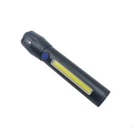Lanterna de mana, cob led, reglare zoom, cablu usb, 14 cm, negru