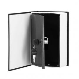Seif, caseta valori, cutie metalica cu cheie, portabila, tip carte, grafit, 16x5.5x24 cm, springos