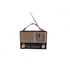 Radio portabil fm am sw, bluetooth, port usb  card sd, lanterna, ceas analog, antena telescopica, aspect retro