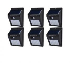 Set format din 6 lampi solare de perete cu iluminare continuua si lumina cu 30 leduri