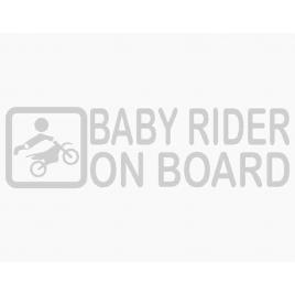 Sticker autocolant autoturism - Baby rider on board - 15 x 4.3 cm Alb
