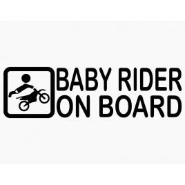 Sticker autocolant autoturism - Baby rider on board - 15 x 4.3 cm Negru