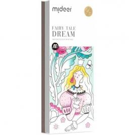 Carte de colorat cu apa,  pensula de pictat si culori incluse, 19 x 8 x 1.3 cm, fairy tale dream mideer md4193