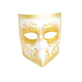 Masca carnaval venetian auriu/alb