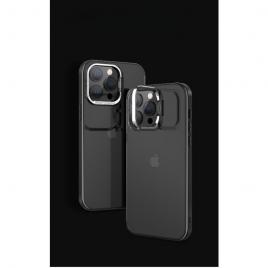Husa de protectie pentru iphone 14, cu suport metalic pentru camera, bracket series, flippy, protectie antisoc, pc mat, silicon moale pe margini, negru