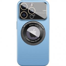 Husa protectie magsafe kathy tech, flippy, pentru apple iphone 12, dublu cerc, albastru deschis