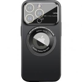 Husa protectie magsafe kathy tech, flippy, pentru apple iphone 12 pro, dublu cerc, negru